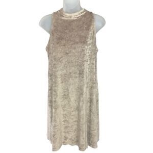 The Traveling Chic Boutique Tan Velvet Sleeveless Mini Dress Size S